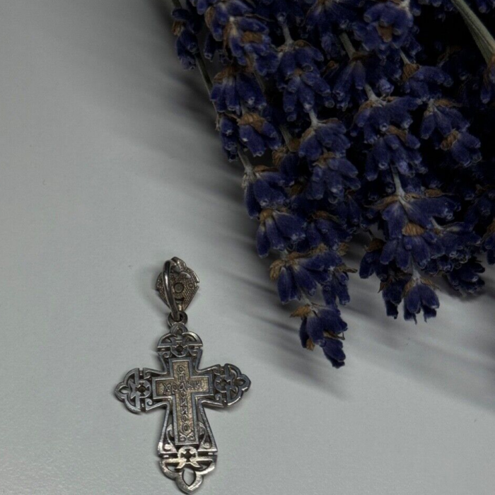 925 Sterling Silver CZ Cross Length 40 Mm
