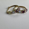 Vintage 925 Sterling Silver Gold Plated Multi Gemstones Earrings