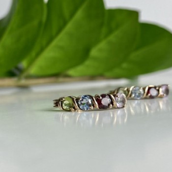 Vintage 925 Sterling Silver Gold Plated Multi Gemstones Earrings