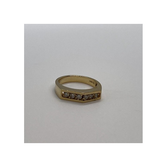 14K YELLOW GOLD & COLORLESS SAPPHIRE RING  SIZE 5.5