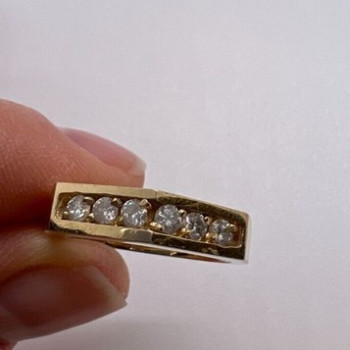 14K Yellow Gold & Colorless Sapphire Ring Size 5.5