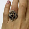 925 Sterling Silver Spessartine, Black Nephrite & Marcasites Ring Size 6.5