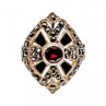925 Sterling Silver Spessartine, Black Nephrite & Marcasites Ring Size 6.5