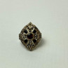 925 Sterling Silver Spessartine, Black Nephrite & Marcasites Ring Size 6.5