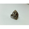 925 Sterling Silver Spessartine, Black Nephrite & Marcasites Ring Size 6.5