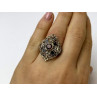 925 Sterling Silver Spessartine, Black Nephrite & Marcasites Ring Size 6.5