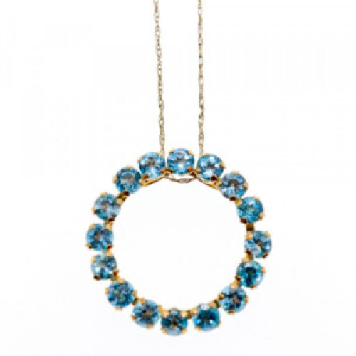 10K Yellow Gold Topaz Chain With Pendant