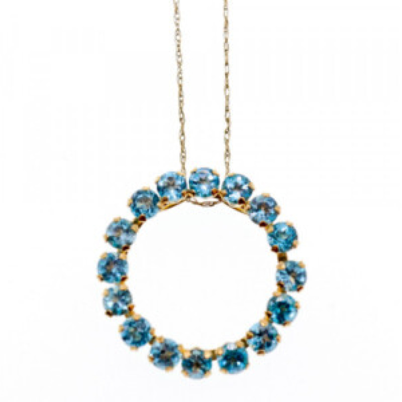 10K Yellow Gold Topaz Chain With Pendant