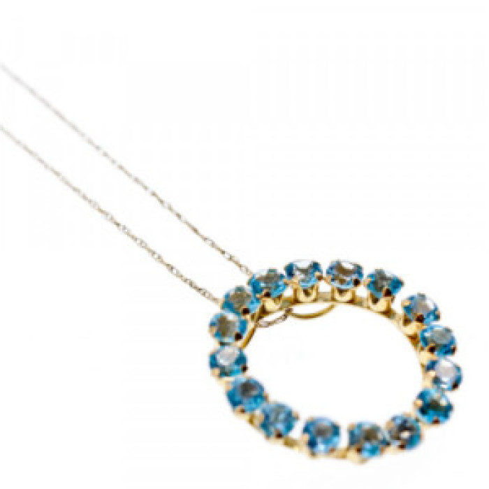 10K Yellow Gold Topaz Chain With Pendant