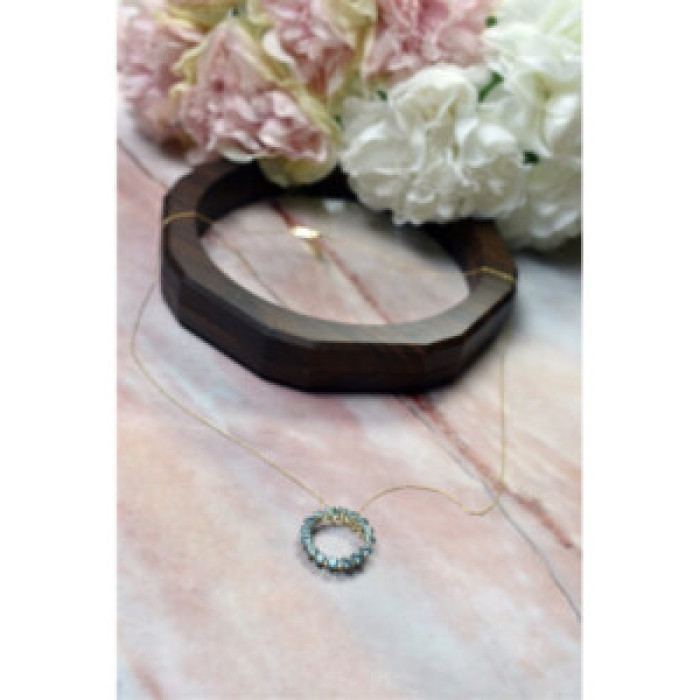 10K Yellow Gold Topaz Chain With Pendant