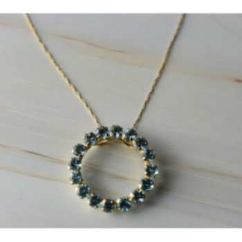 10K Yellow Gold Topaz Chain With Pendant