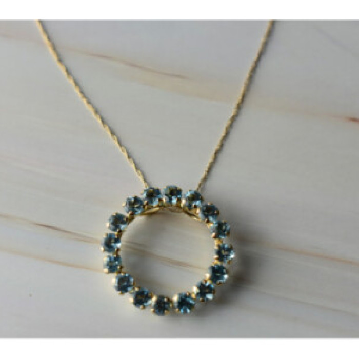 10K Yellow Gold Topaz Chain With Pendant