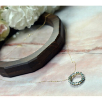 10K Yellow Gold Topaz Chain With Pendant