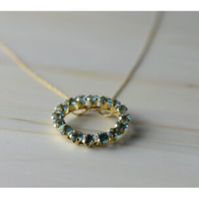 10K Yellow Gold Topaz Chain With Pendant