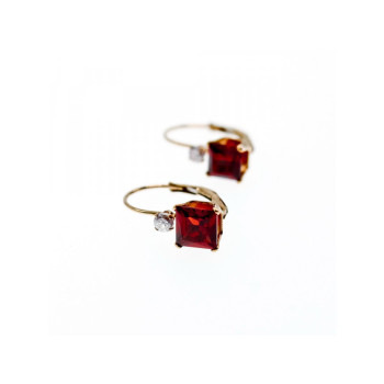 10K YELLOW GOLD GARNET & WHITE BERYL EARRINGS