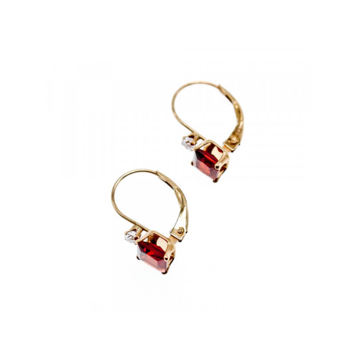 10K YELLOW GOLD GARNET & WHITE BERYL EARRINGS