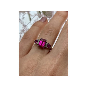 925 Sterling Silver Pink Topaz Ring Size 7