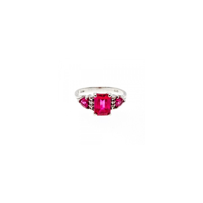 925 Sterling Silver Pink Topaz Ring Size 7