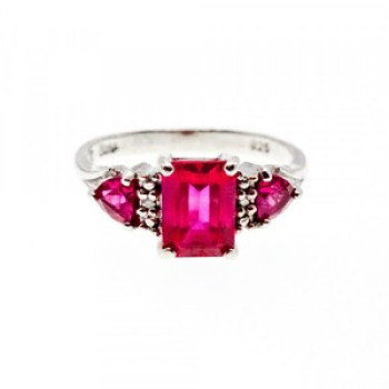 925 Sterling Silver Pink Topaz Ring Size 7