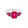 925 Sterling Silver Pink Topaz Ring Size 7