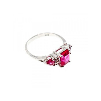 925 Sterling Silver Pink Topaz Ring Size 7