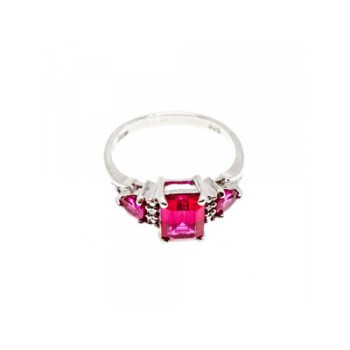 925 Sterling Silver Pink Topaz Ring Size 7