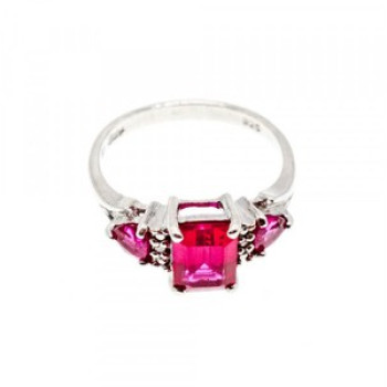 925 Sterling Silver Pink Topaz Ring Size 7