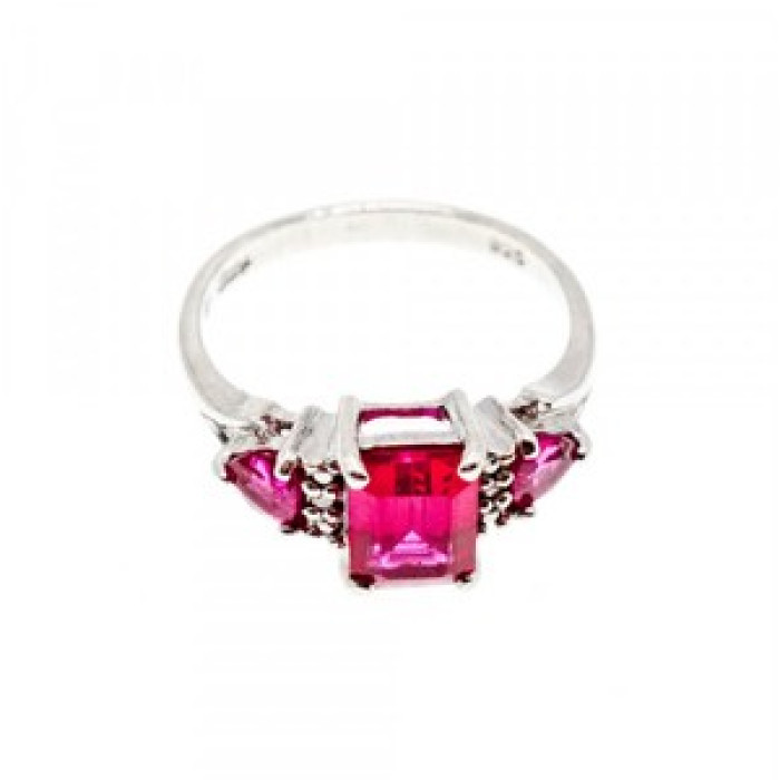 925 Sterling Silver Pink Topaz Ring Size 7