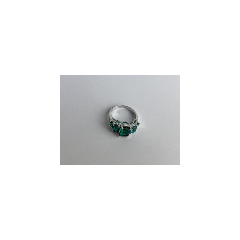 925 Sterling Silver Green CZ Ring Size 8