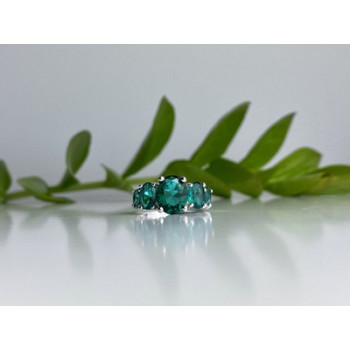 925 Sterling Silver Green CZ Ring Size 8