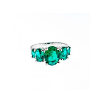 925 Sterling Silver Green CZ Ring Size 8