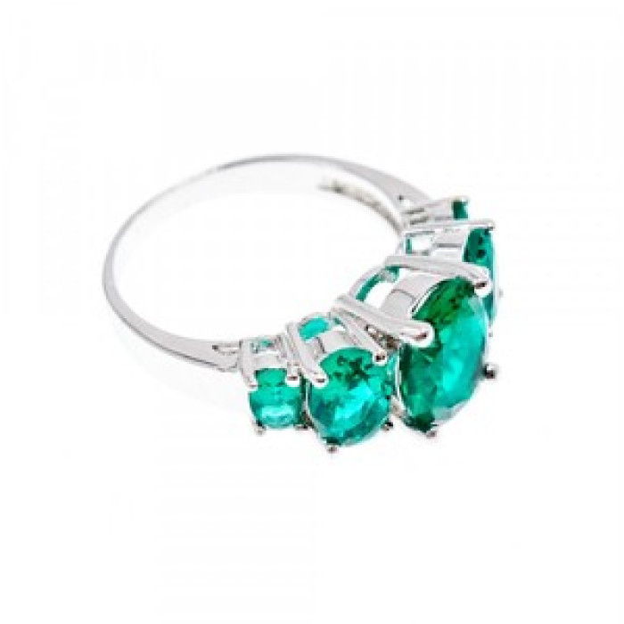 925 Sterling Silver Green CZ Ring Size 8