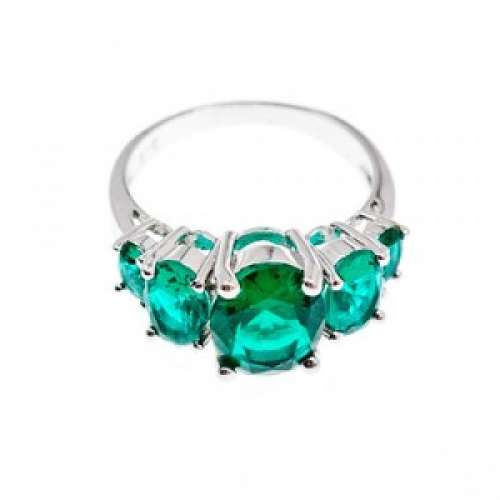 925 Sterling Silver Green CZ Ring Size 8