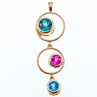 925 Sterling Silver Gold Plated Aquamarine, Topaz & Tourmaline Pendant