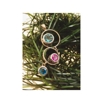 925 Sterling Silver Gold Plated Aquamarine, Topaz & Tourmaline Pendant