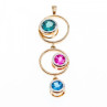 925 Sterling Silver Gold Plated Aquamarine, Topaz & Tourmaline Pendant
