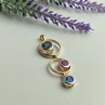 925 Sterling Silver Gold Plated Aquamarine, Topaz & Tourmaline Pendant