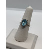 14K WHITE GOLD TOPAZ & DIAMONDS RING  SIZE 6