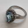 14K White Gold Topaz & Diamonds Ring Size 6
