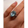 14K WHITE GOLD TOPAZ & DIAMONDS RING  SIZE 6