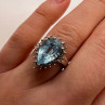 14K White Gold Topaz & Diamonds Ring Size 6