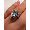 14K WHITE GOLD TOPAZ & DIAMONDS RING  SIZE 6