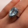 14K White Gold Topaz & Diamonds Ring Size 6