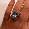 14K White Gold Topaz & Diamonds Ring Size 6