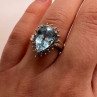 14K White Gold Topaz & Diamonds Ring Size 6