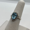 14K White Gold Topaz & Diamonds Ring Size 6