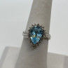 14K White Gold Topaz & Diamonds Ring Size 6