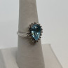 14K White Gold Topaz & Diamonds Ring Size 6
