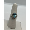 14K WHITE GOLD TOPAZ & DIAMONDS RING  SIZE 6
