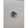 14K WHITE GOLD TOPAZ & DIAMONDS RING  SIZE 6